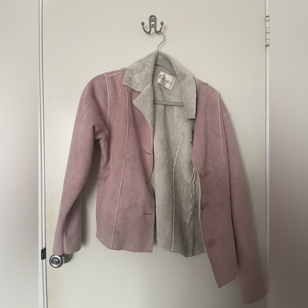 Calispia Faux Suede Microfiber Jacket, Pale Pink